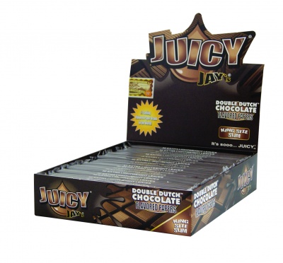 24 Juicy Jays Double Dutch Chocolate King Size Slim Flavoured Rolling Papers Full Box